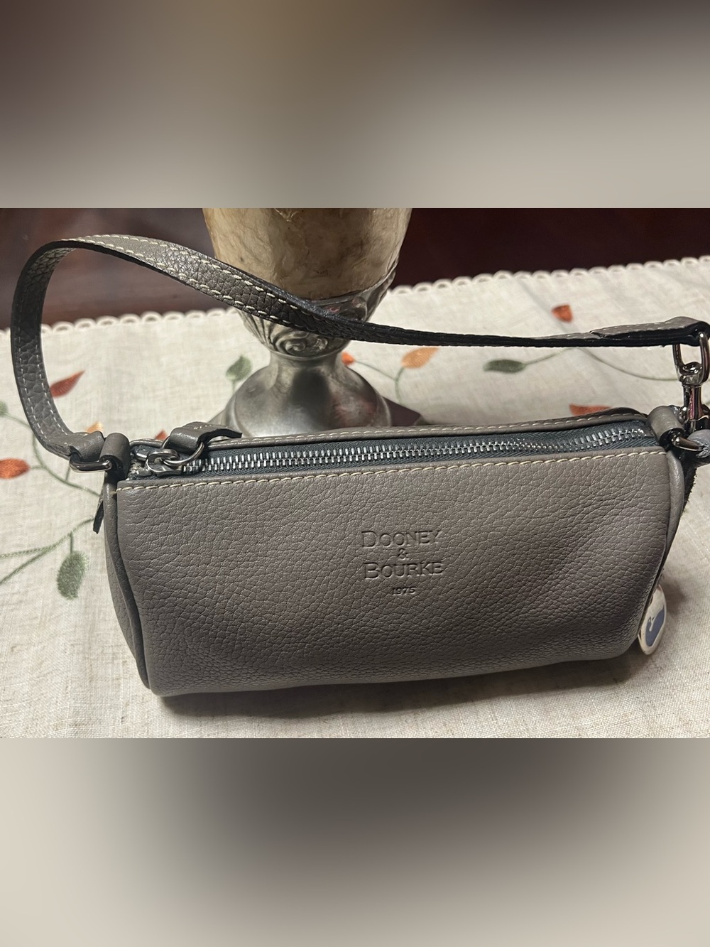 Dooney & Bourke Elephant Gray Pebble Leather Mini Wristlet